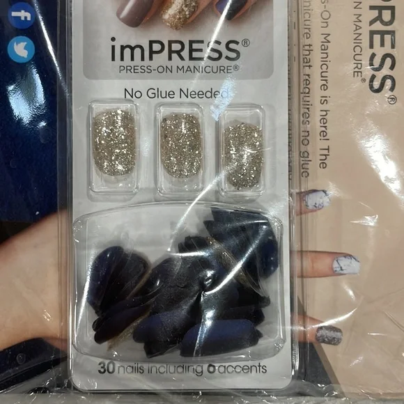 NEW imPRESS Press-On Manicure 30 Nails Including 6 Accents No Glue Needed - Picture 2 of 4